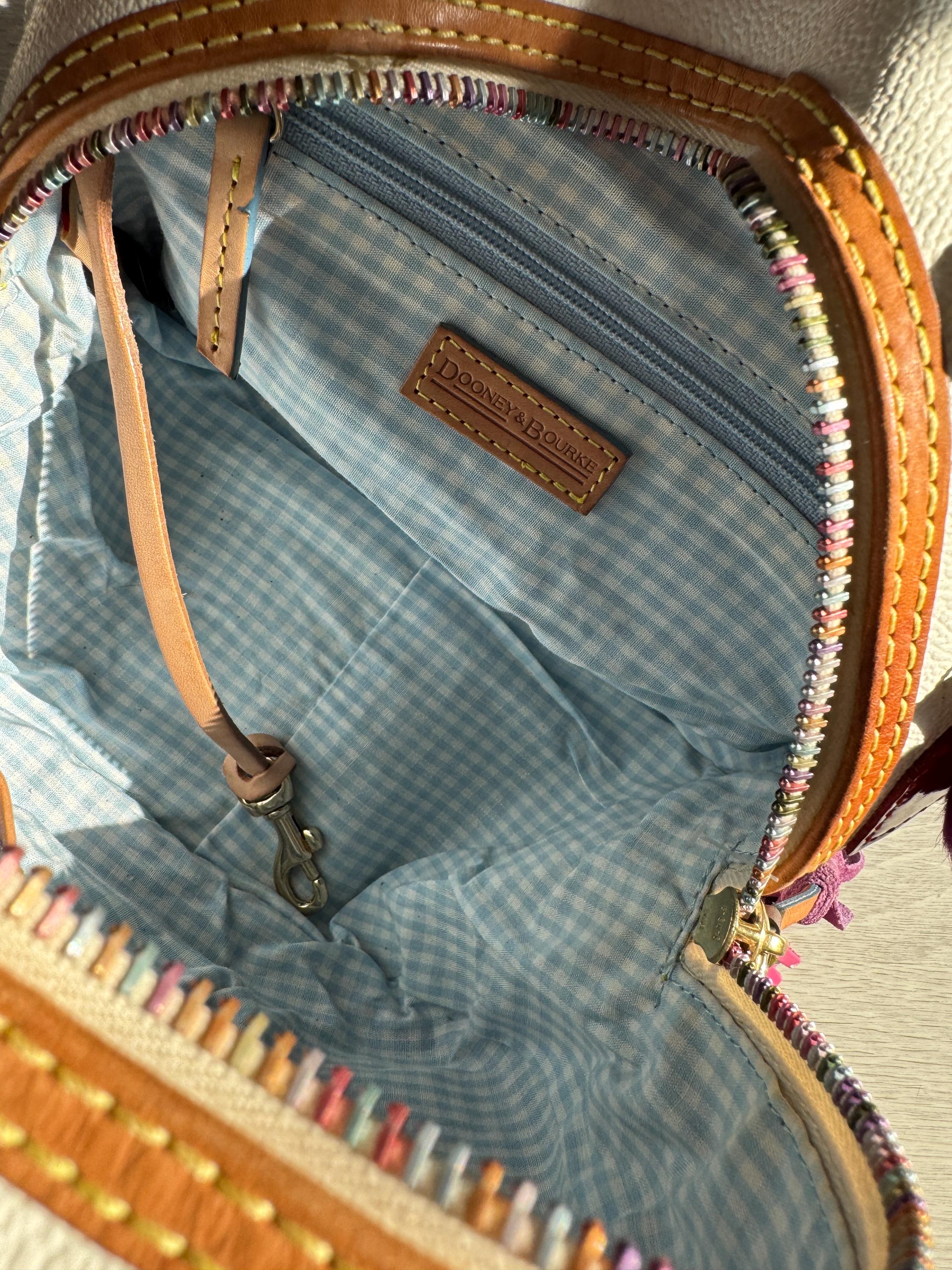 Y2K Dooney & Bourke Sticker Patch Satchel - White Leather Top Handle Bag