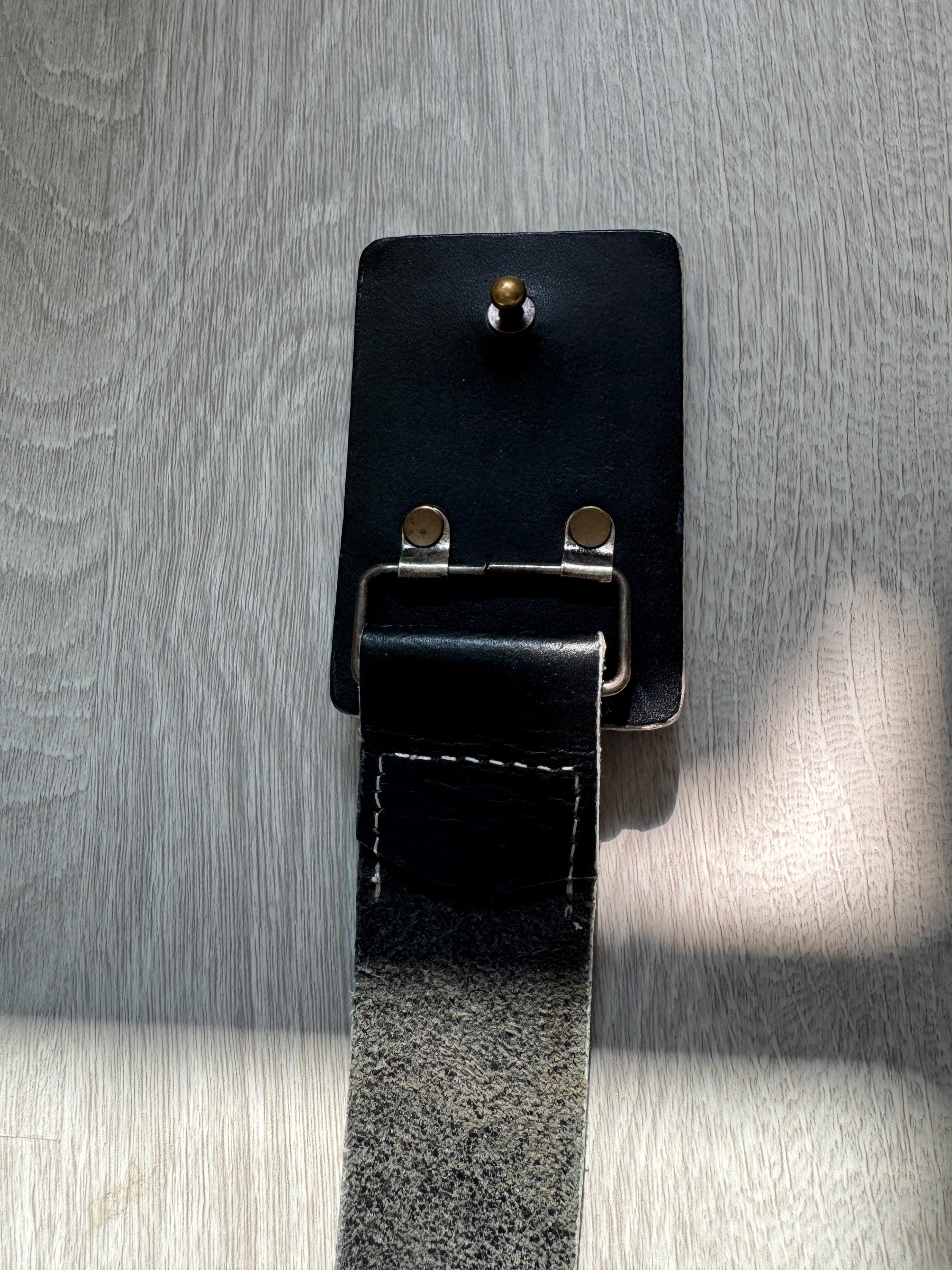 Vintage Miss Sixty Black Leather Embroidered Logo Belt