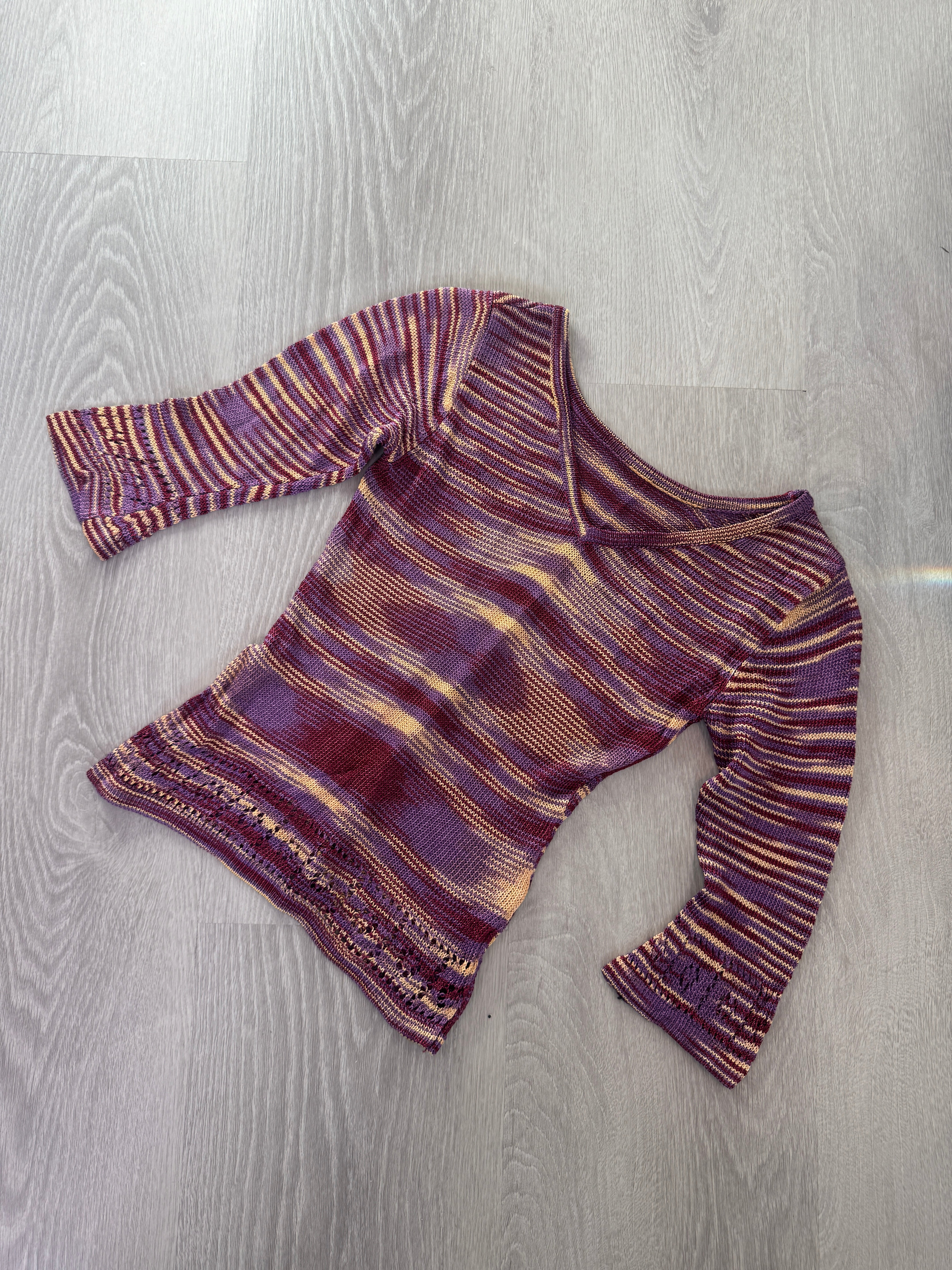 Vintage Multicolor Purple Gold Knit Euro Top