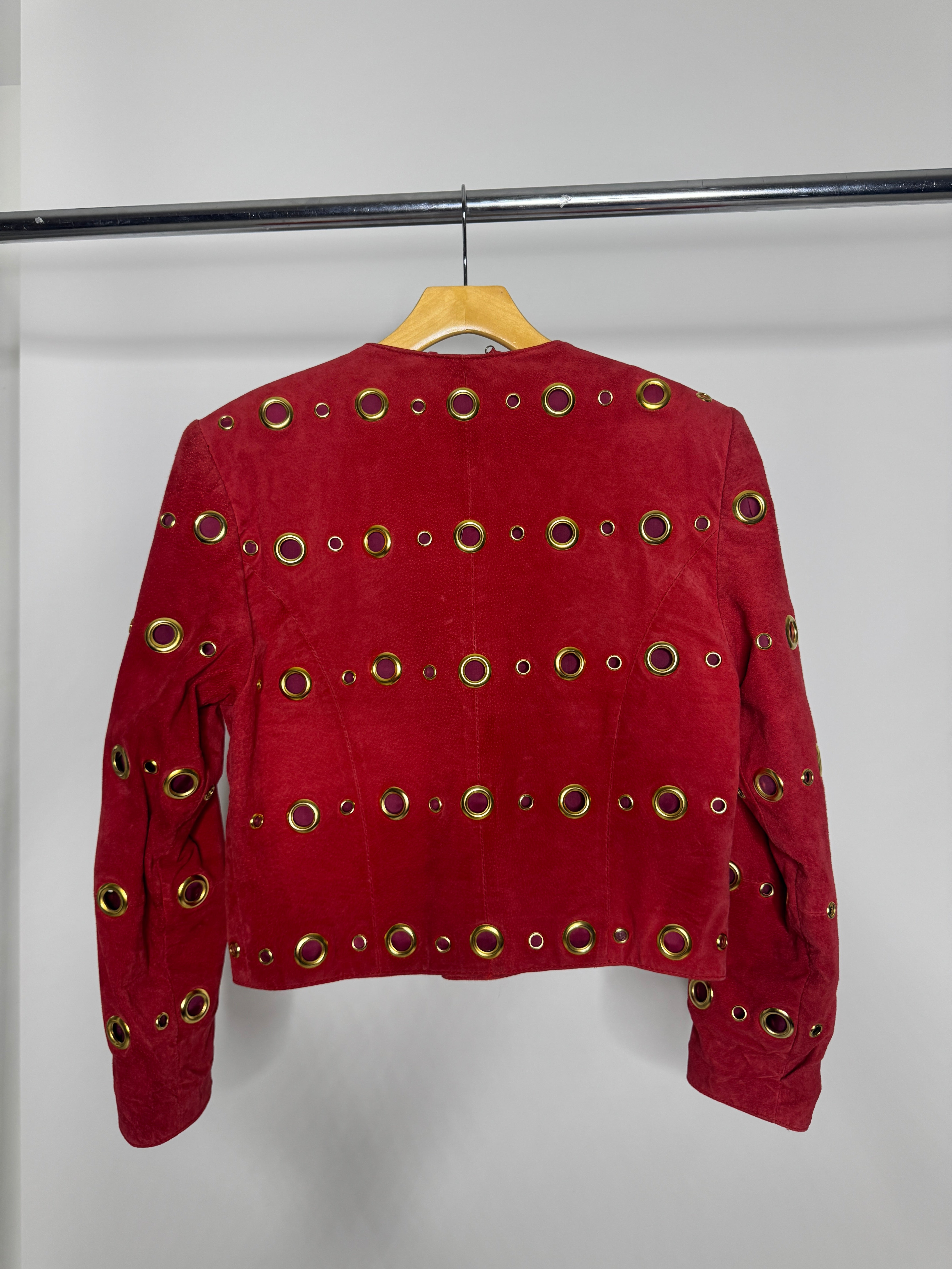 Vintage Dino’Z Red Suede Grommet Jacket