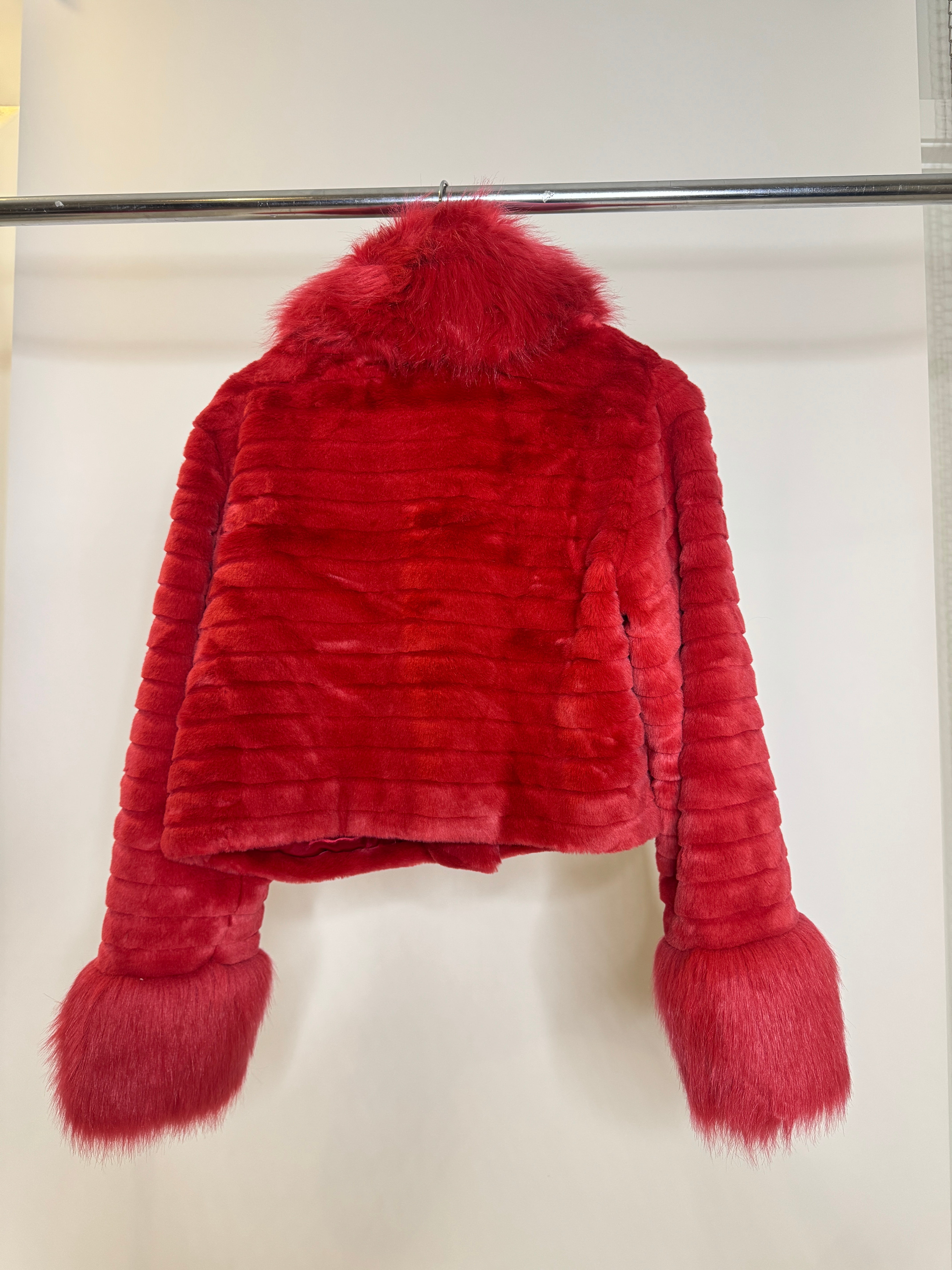 Preloved Lucky Lu Milano Red Faux Fur Coat