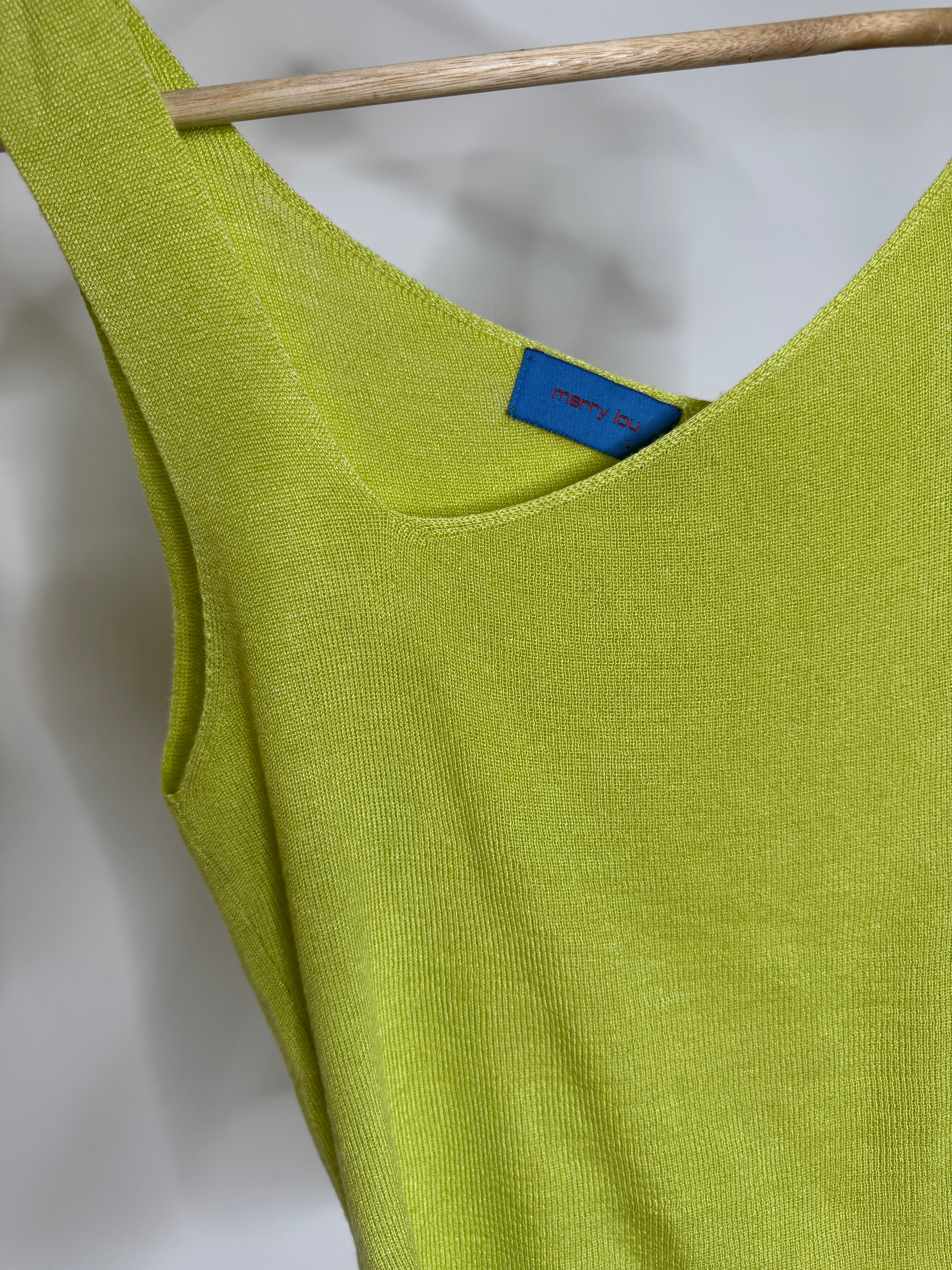 Vintage Merry Lou Asymmetrical Lime Knit Tank