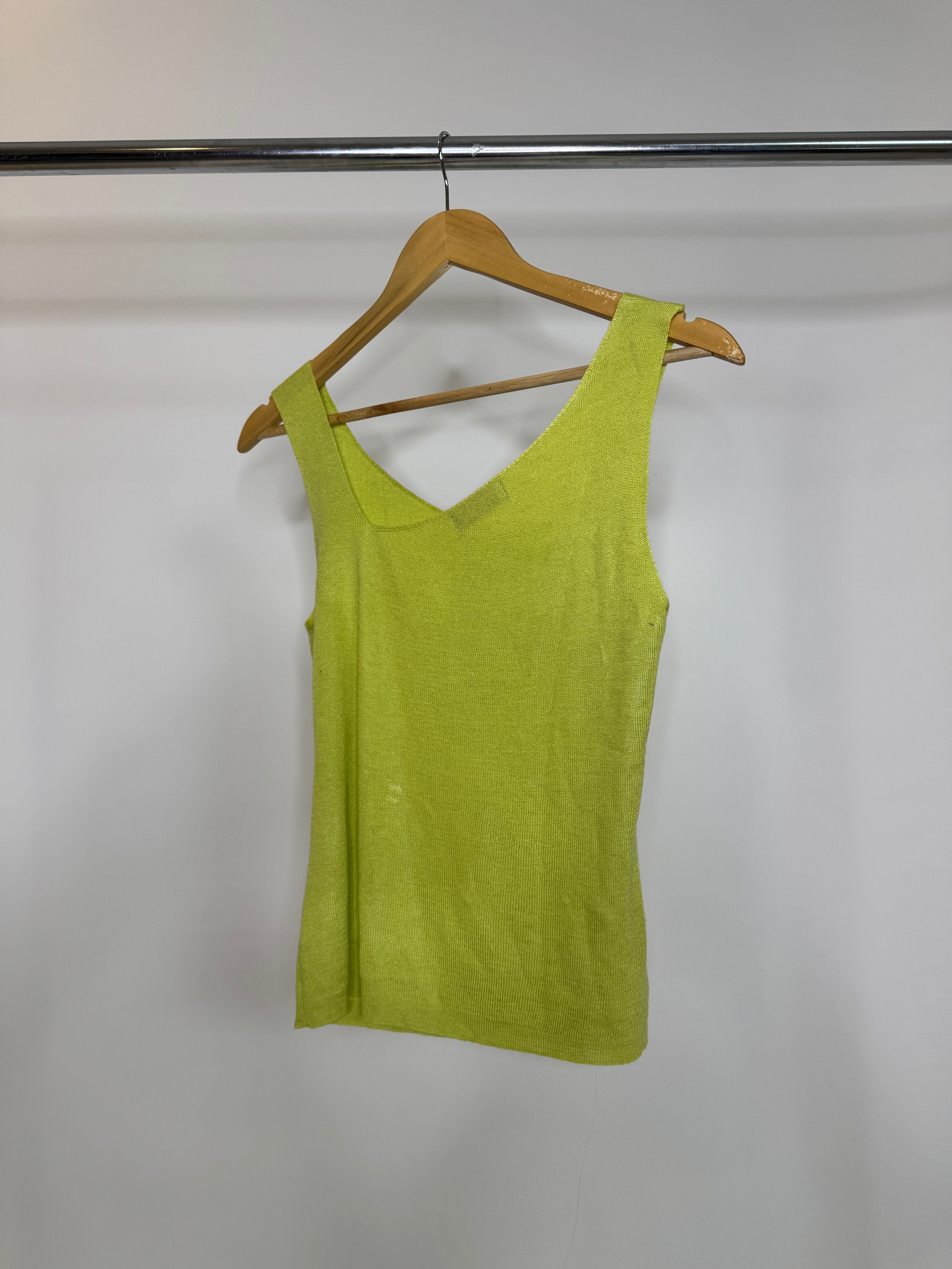 Vintage Merry Lou Asymmetrical Lime Knit Tank
