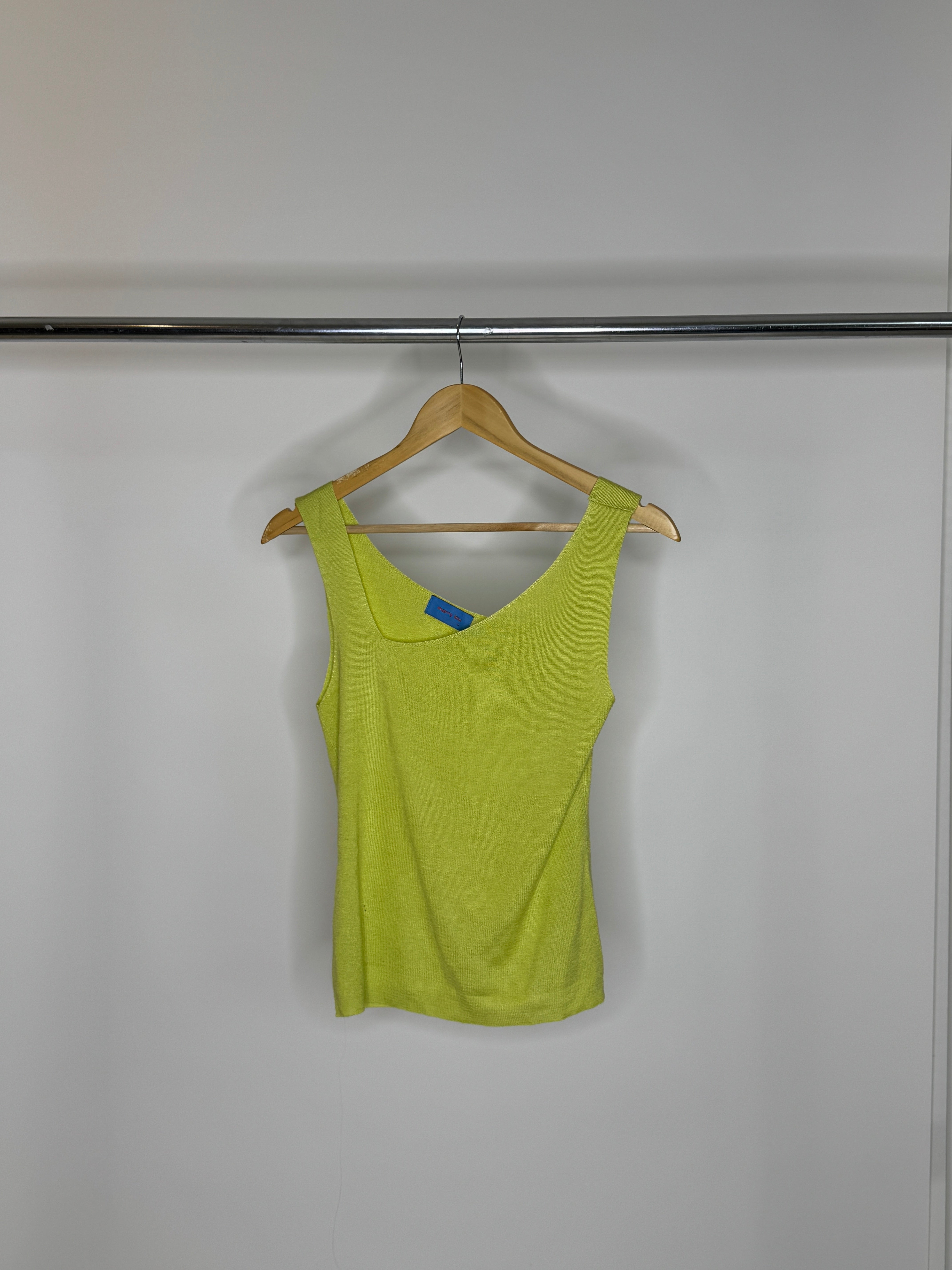 Vintage Merry Lou Asymmetrical Lime Knit Tank