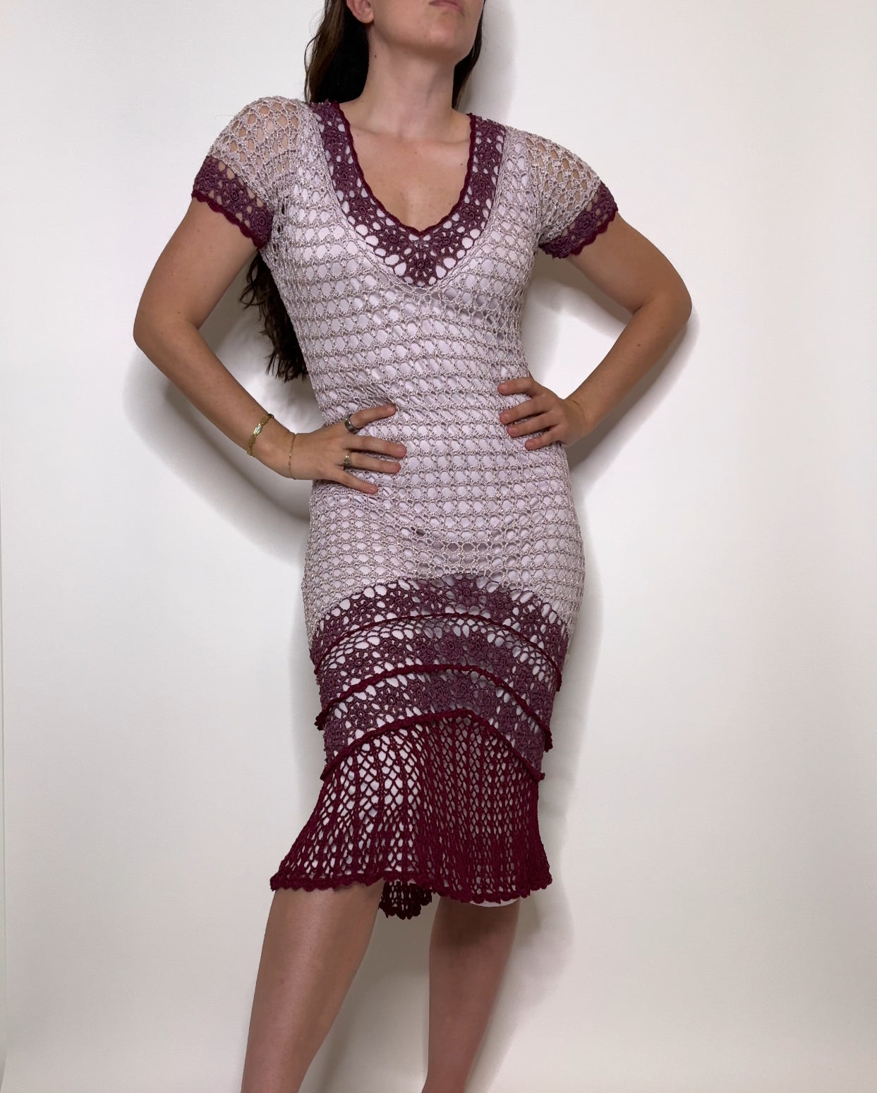 Vintage Purple Kroshetta Crochet Dress
