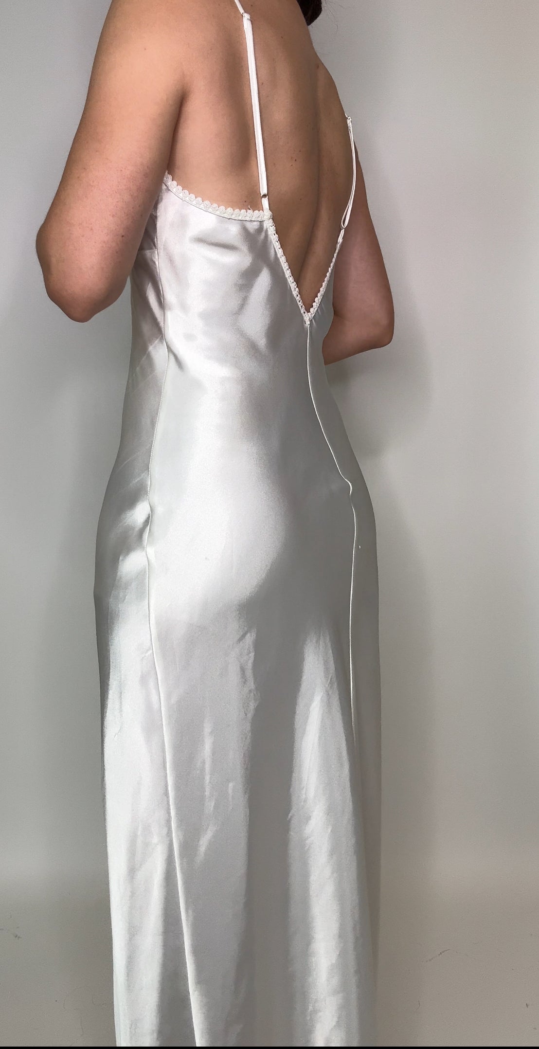 Vintage Ivory Satin & Lace Slip Dress