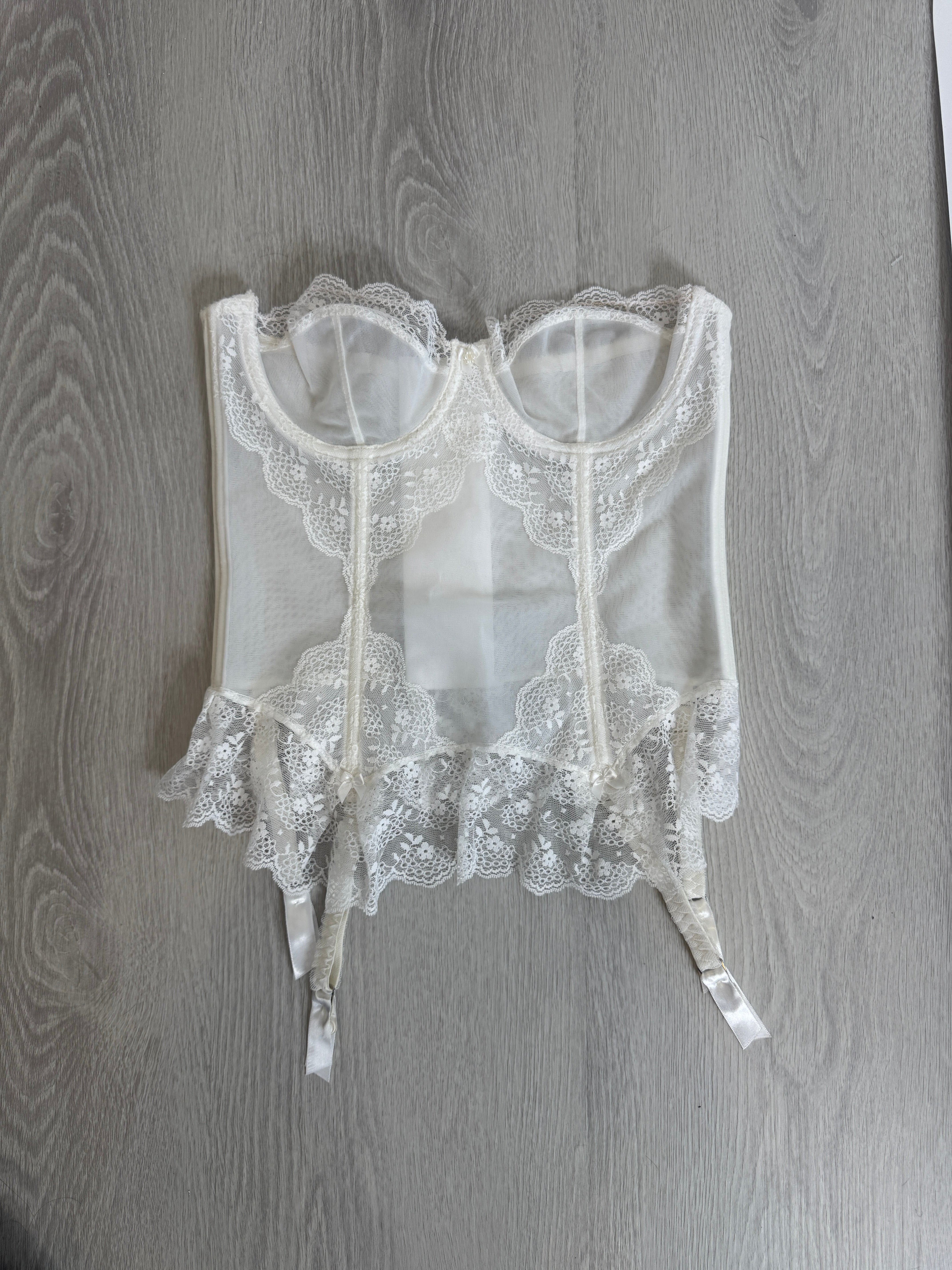 Vintage Bridal Lace Corset Mesh Lace Bustier