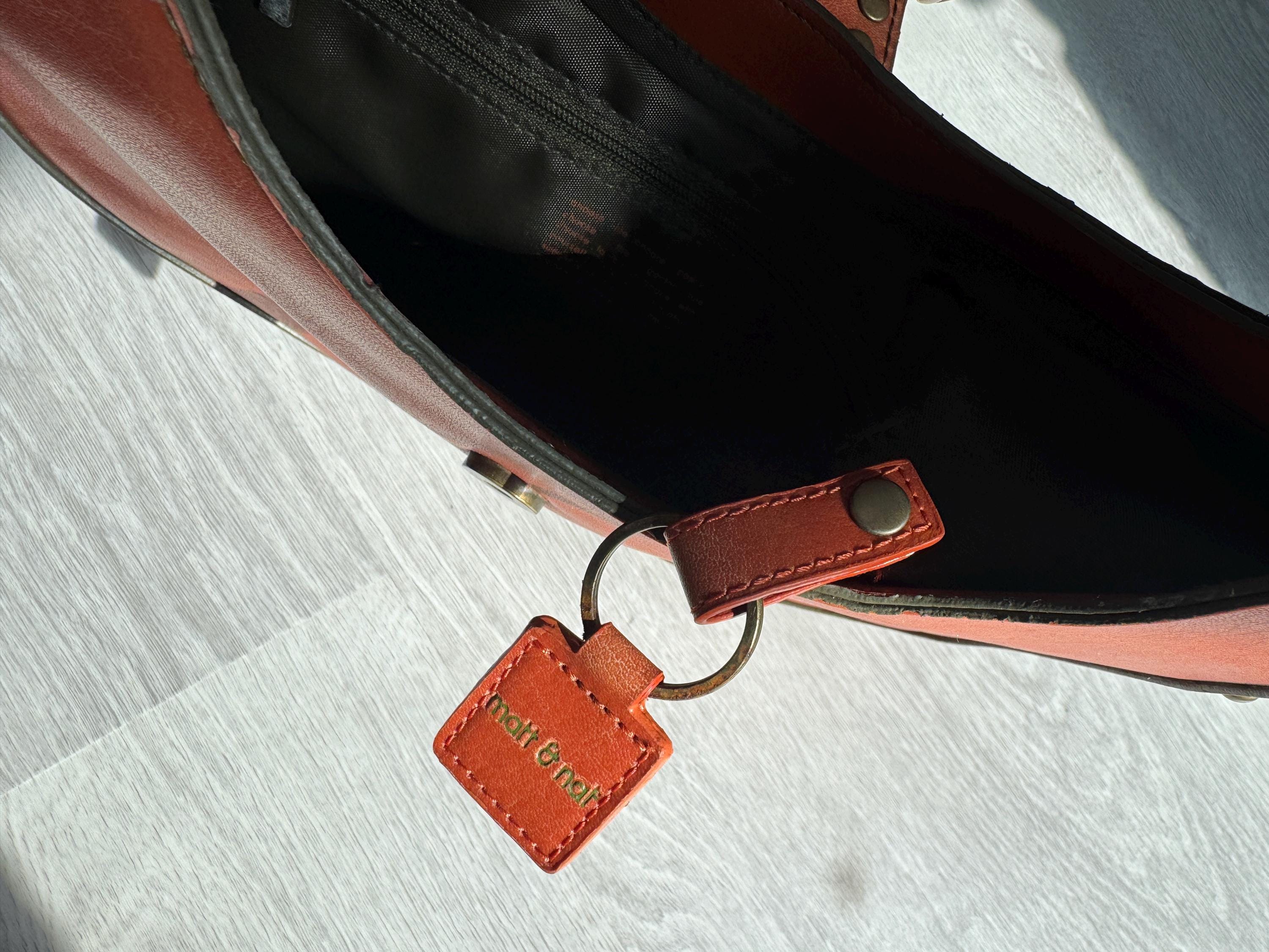 Vintage Matt & Nat Vegan Leather Hobo Bag: Rust Red Studded Shoulder Purse