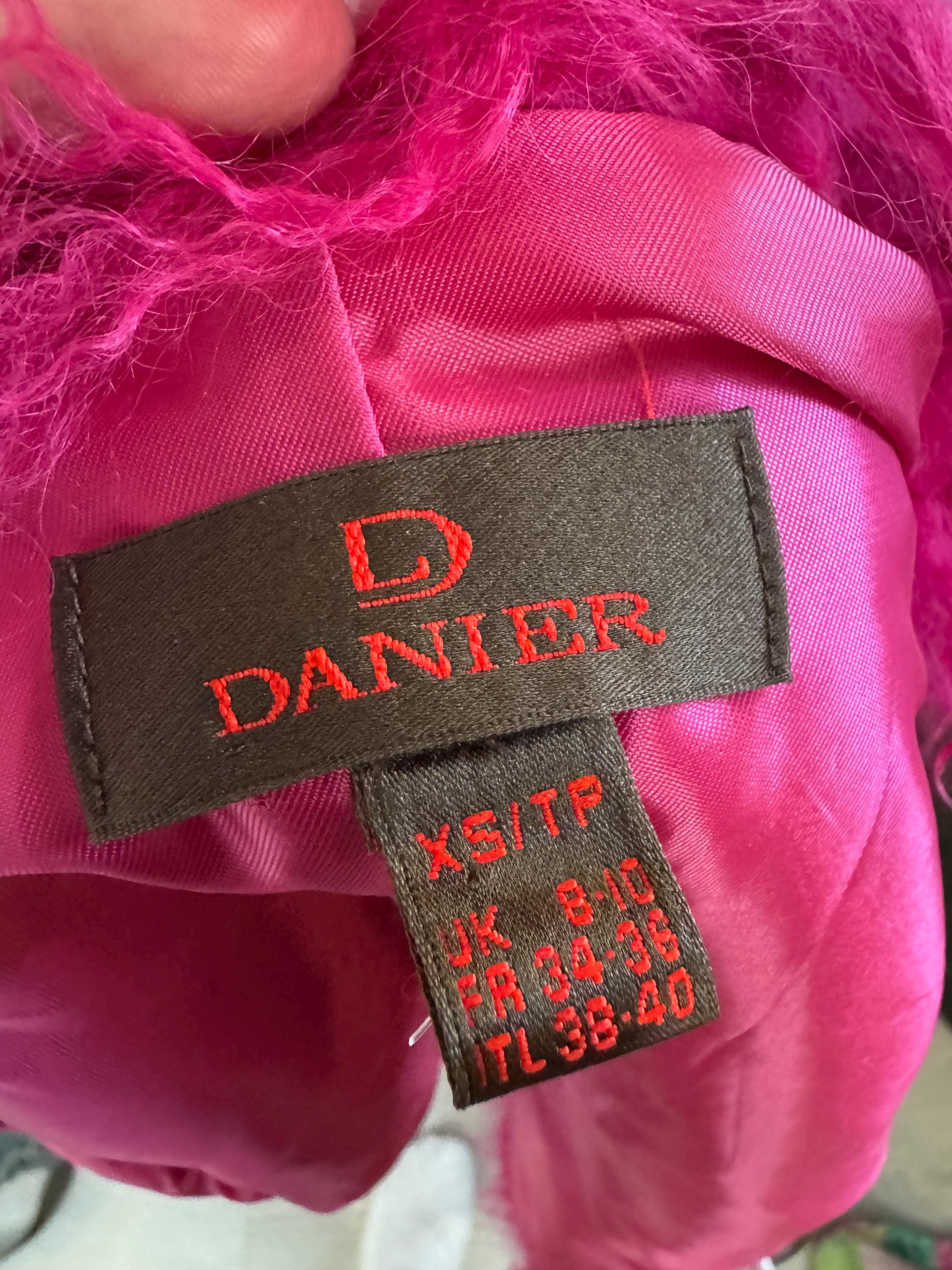 Danier Vintage Suede Shearling Penny Lane Jacket – Fuchsia Pink Mongolian Trim