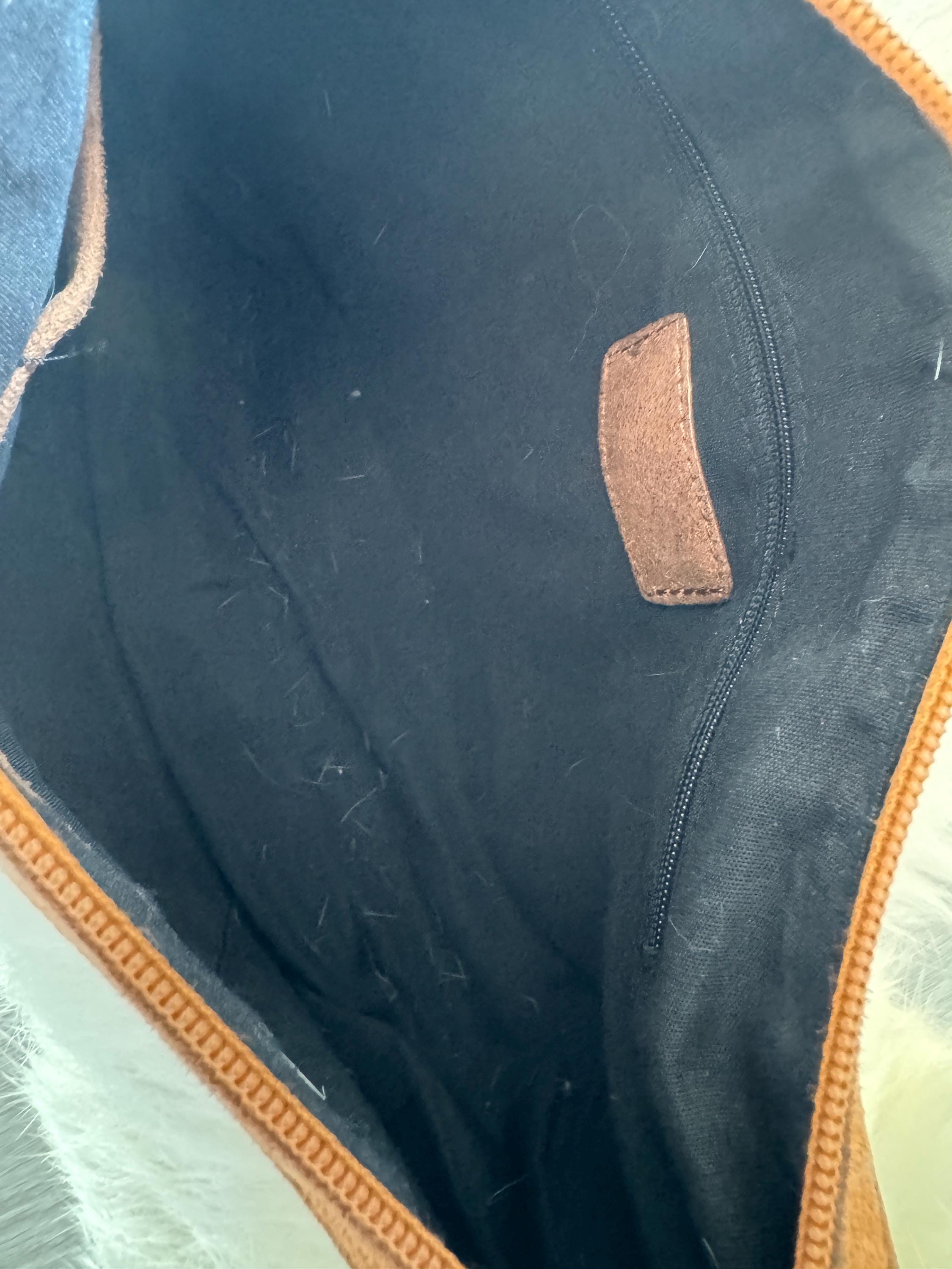 Vintage Rabbit Fur Baguette Bag: Brown Suede Western Purse with Turquoise Accents