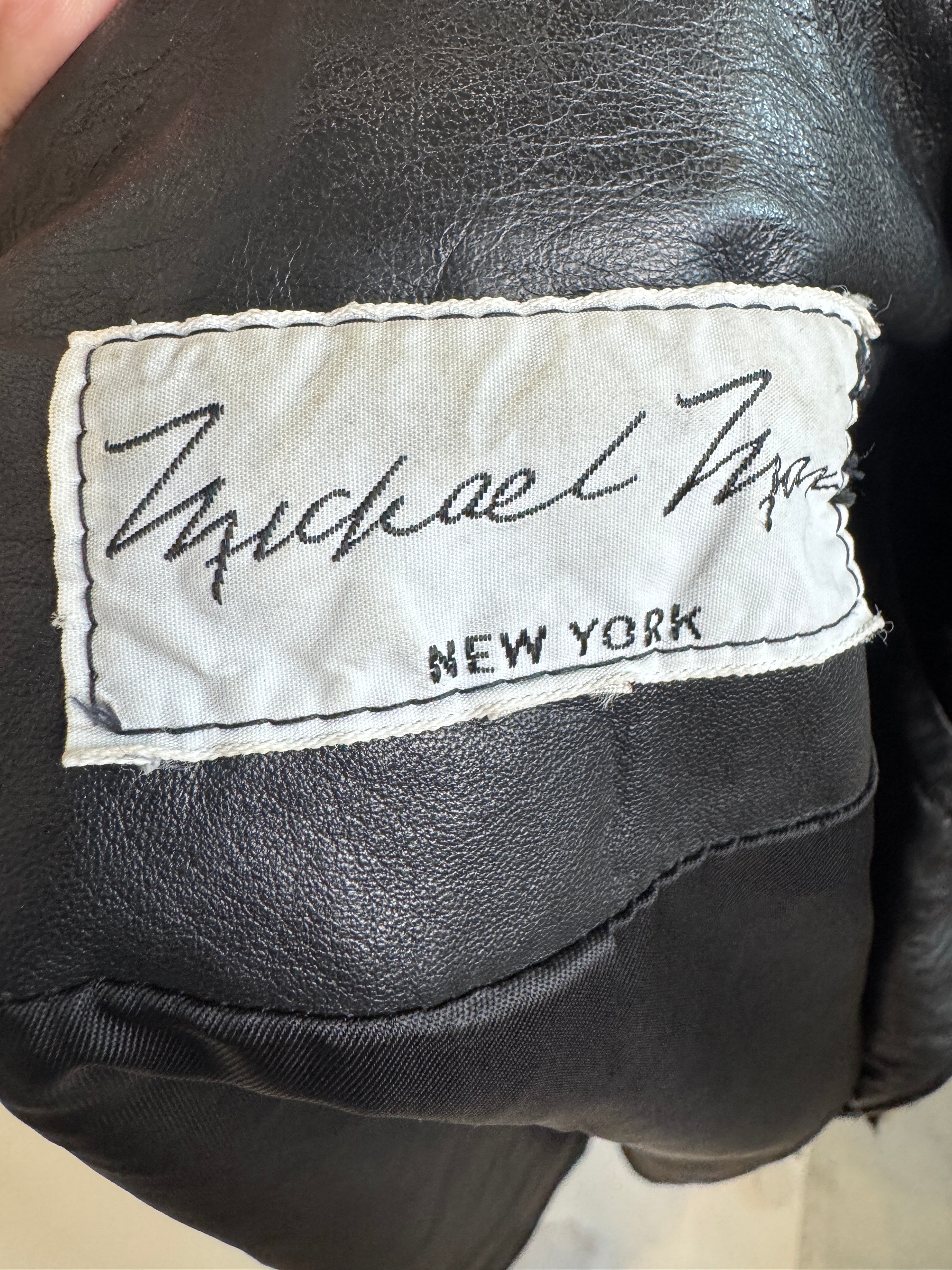 Vintage Michael Max New York Leather & Pony Hair Fringe Jacket