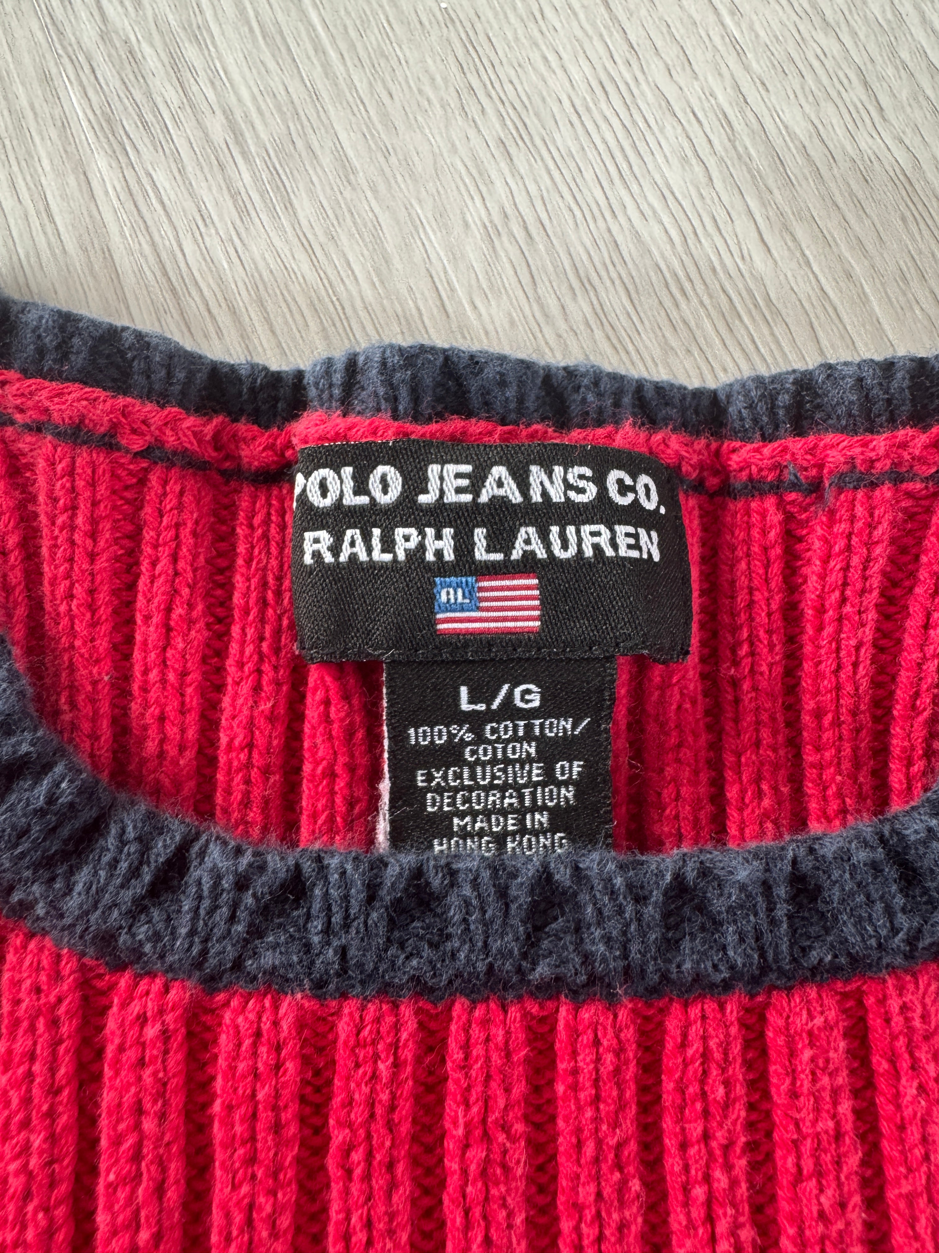 Vintage Polo Jeans Co. Ralph Lauren Flag Ribbed Knit Top
