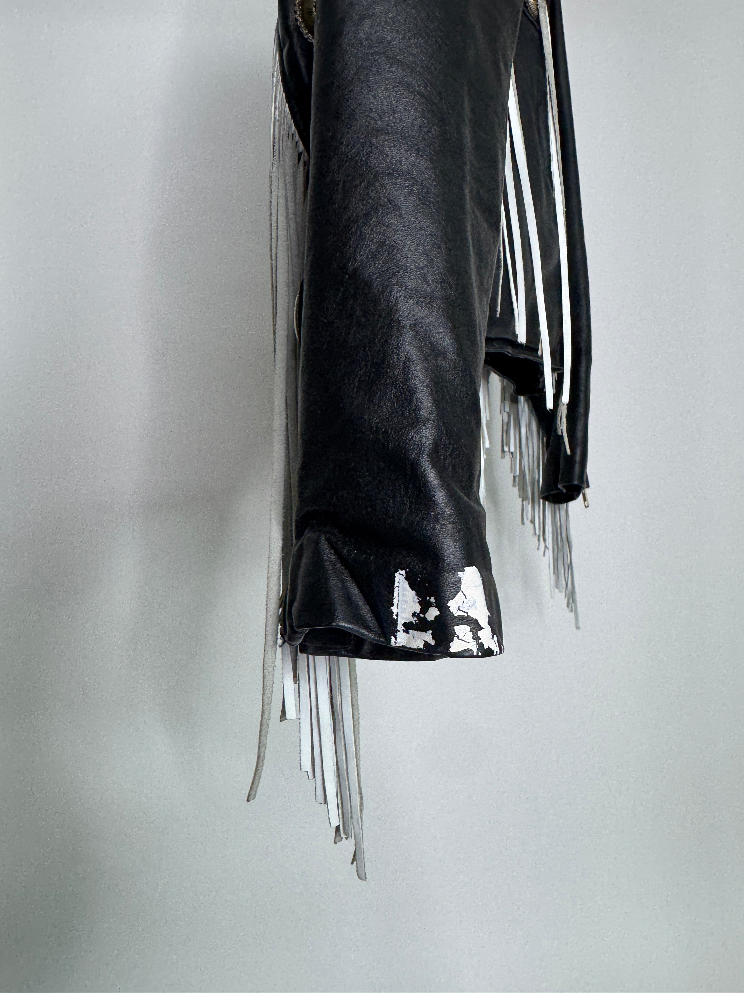 Vintage Dallas Leathers Black Fringe Jacket with Silver Western Studs