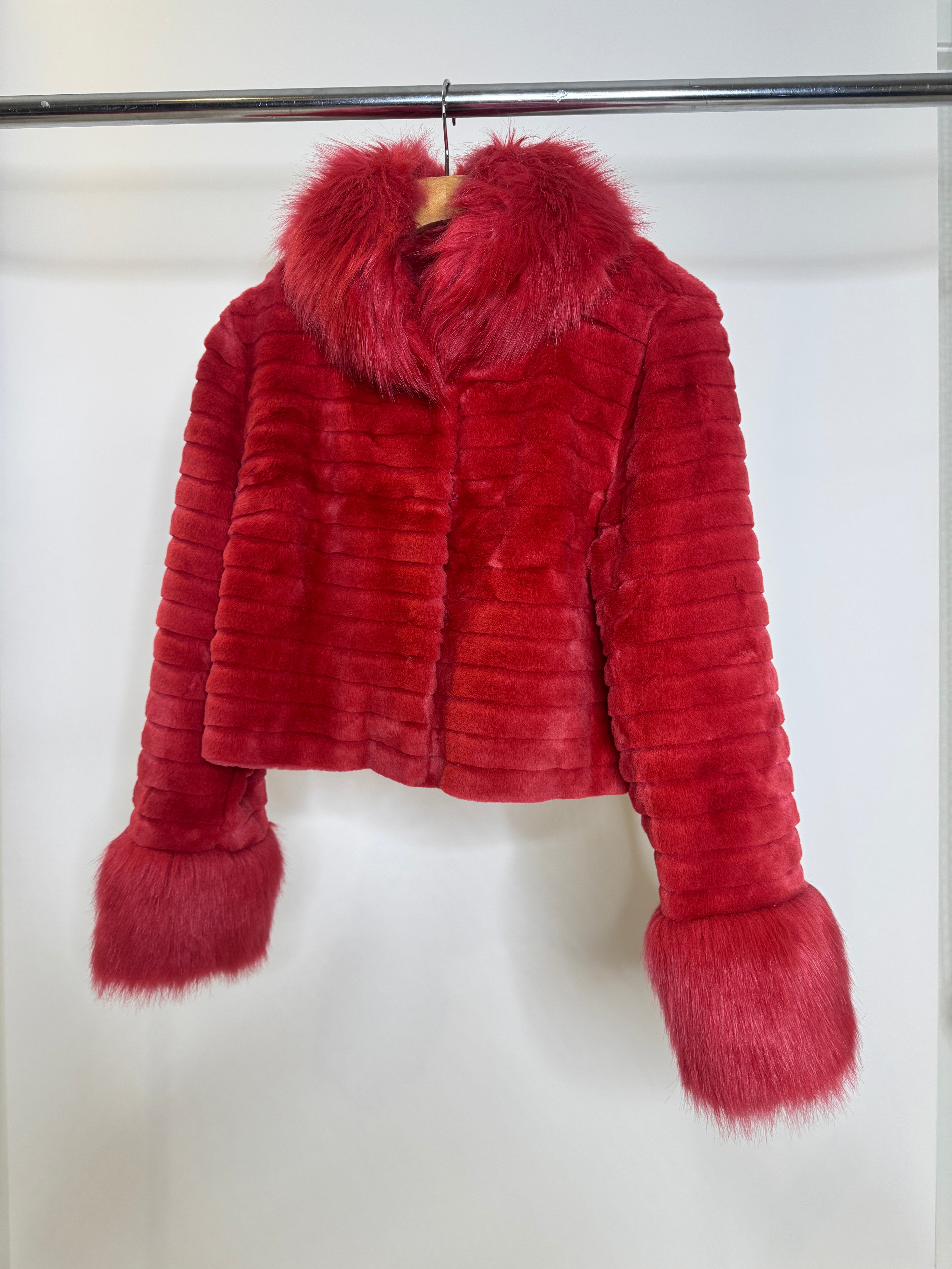 Preloved Lucky Lu Milano Red Faux Fur Coat