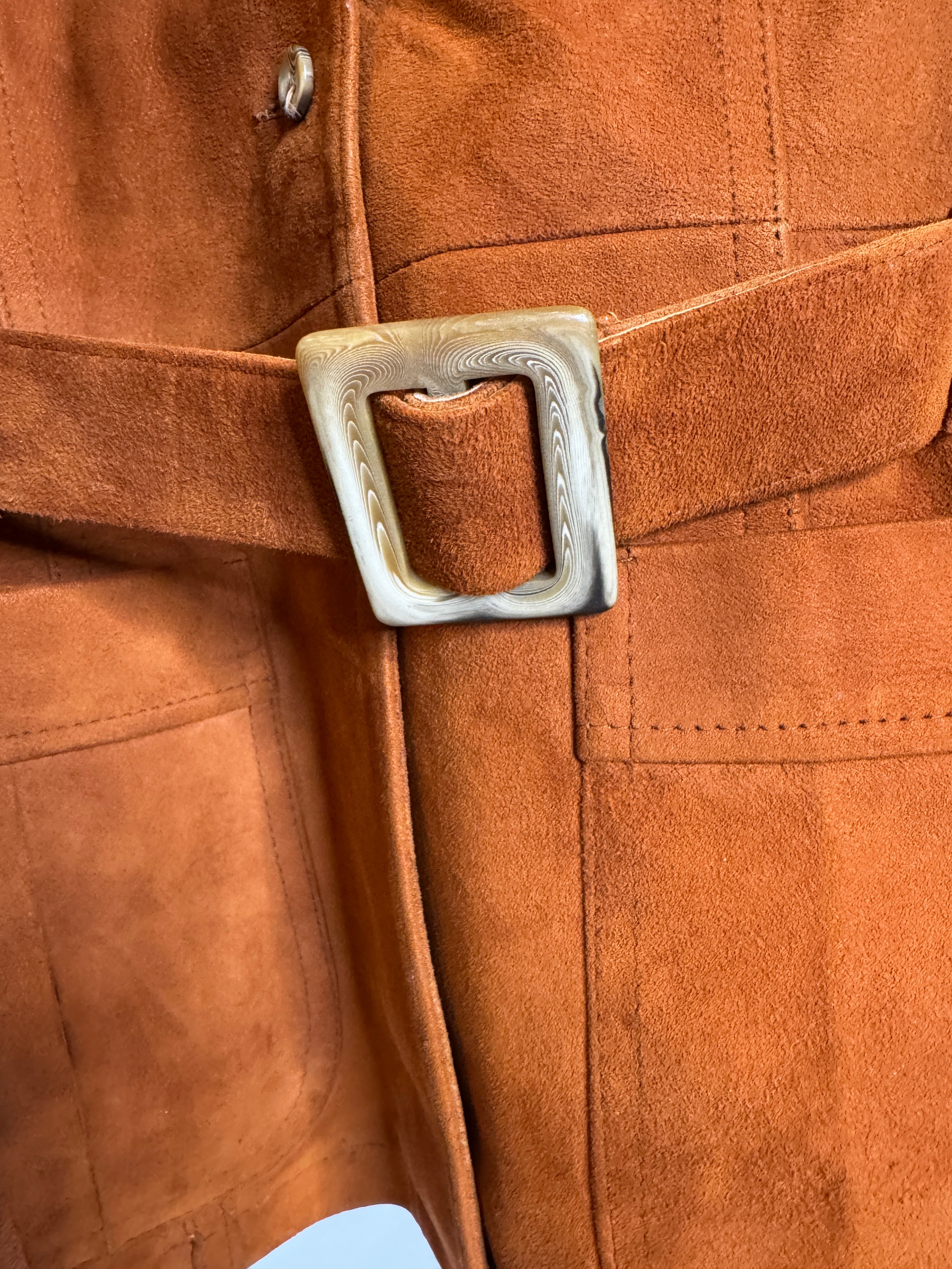 Vintage Holt Renfrew Miss Renfrew Suede Jacket & Pant Set in Rich Cognac Brown