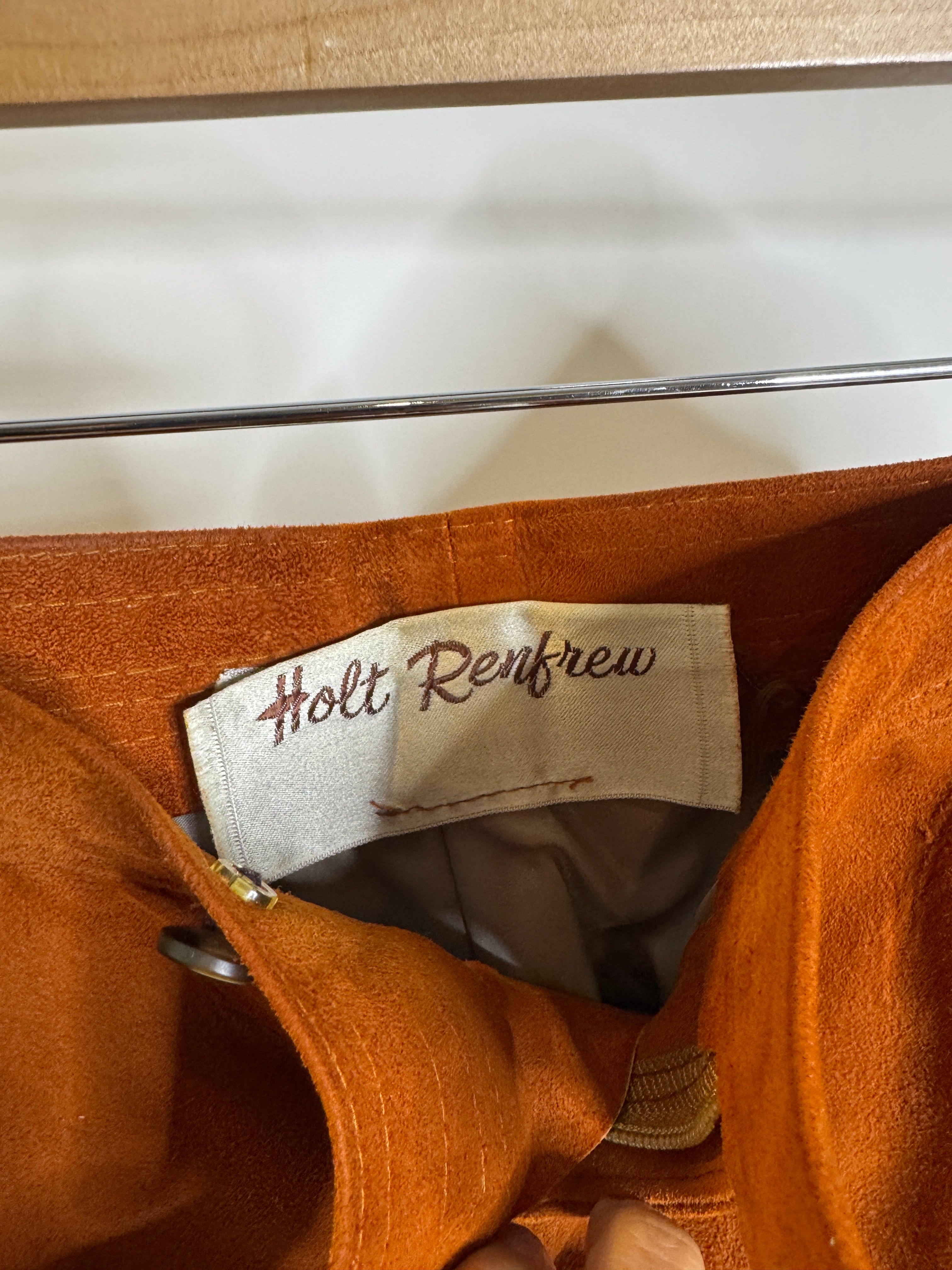Vintage Holt Renfrew Miss Renfrew Suede Jacket & Pant Set in Rich Cognac Brown