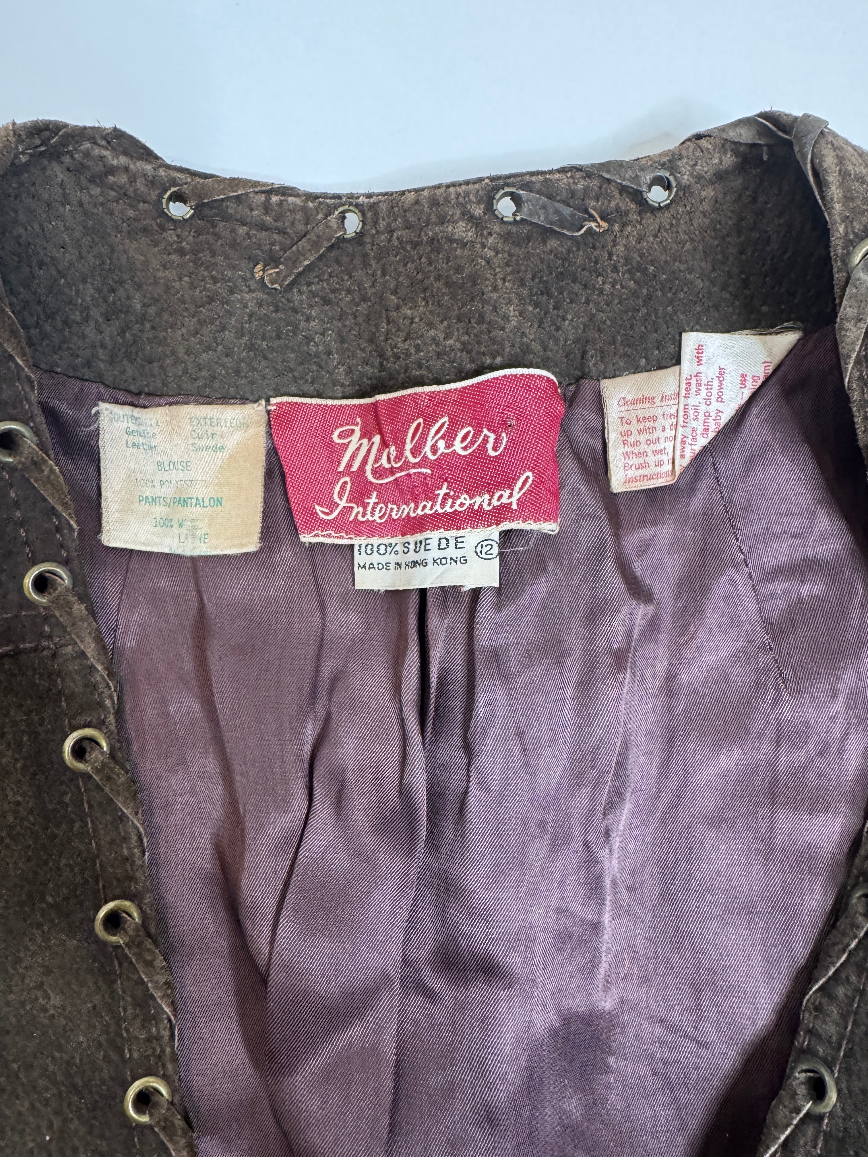 Vintage Brown Suede Lace-Up Vest