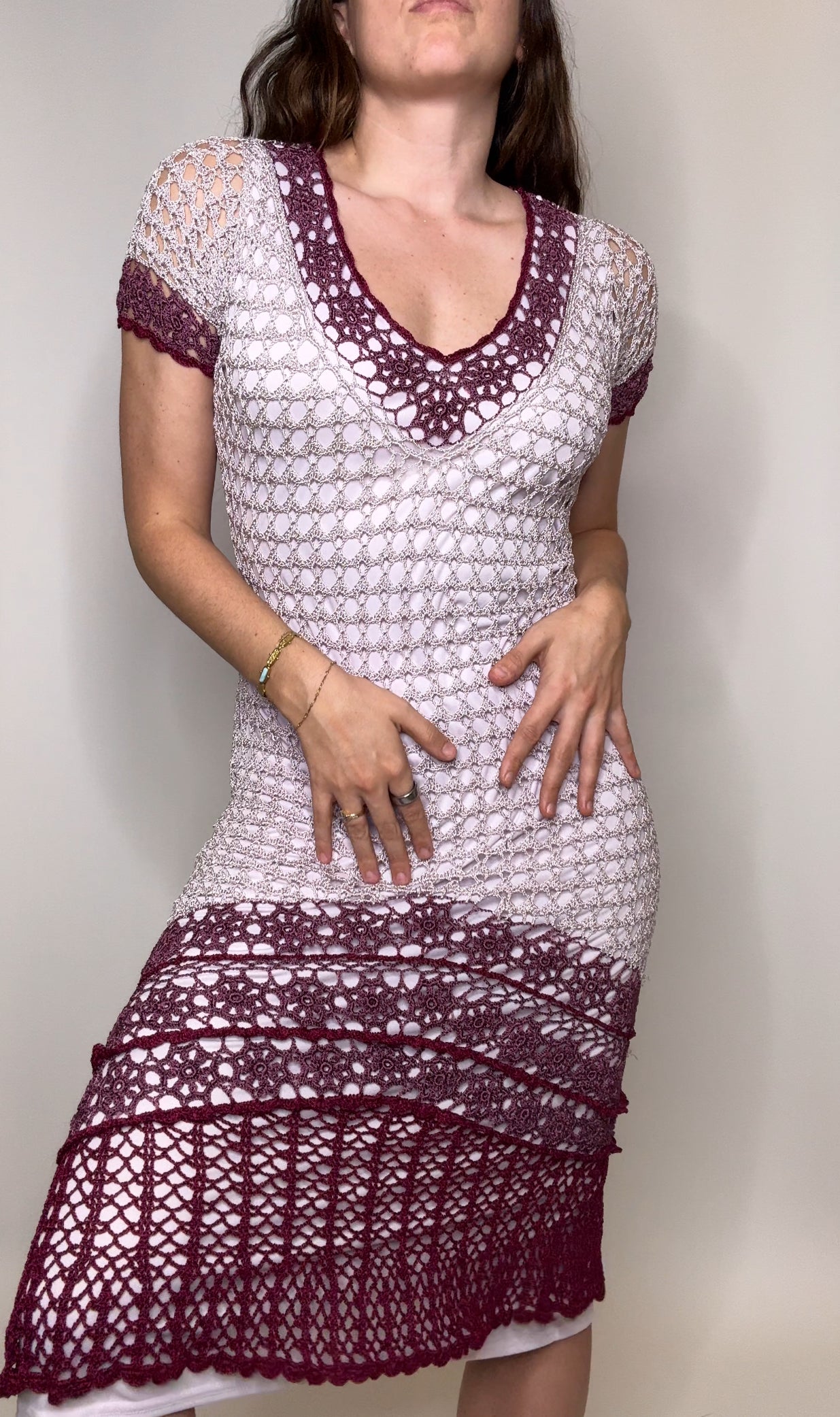 Vintage Purple Kroshetta Crochet Dress