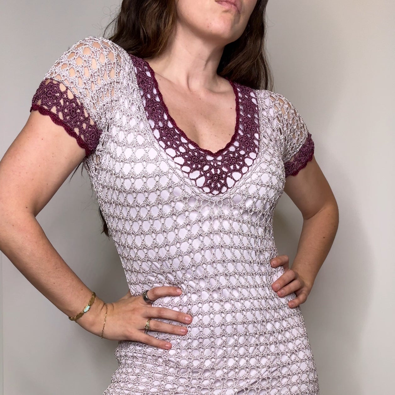 Vintage Purple Kroshetta Crochet Dress