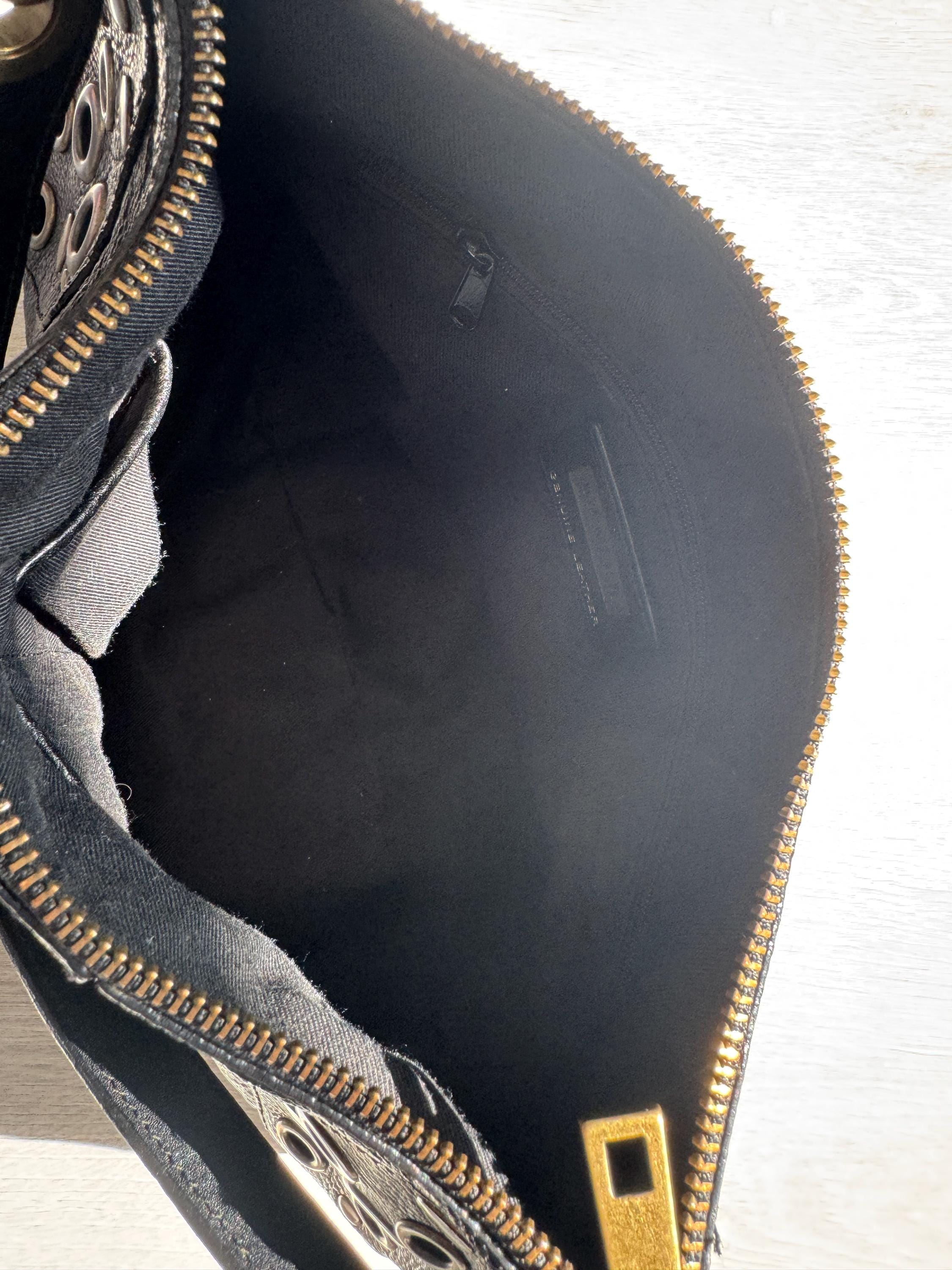 Vintage Danier Black Leather Hobo Bag – Studded Grommet Shoulder Purse