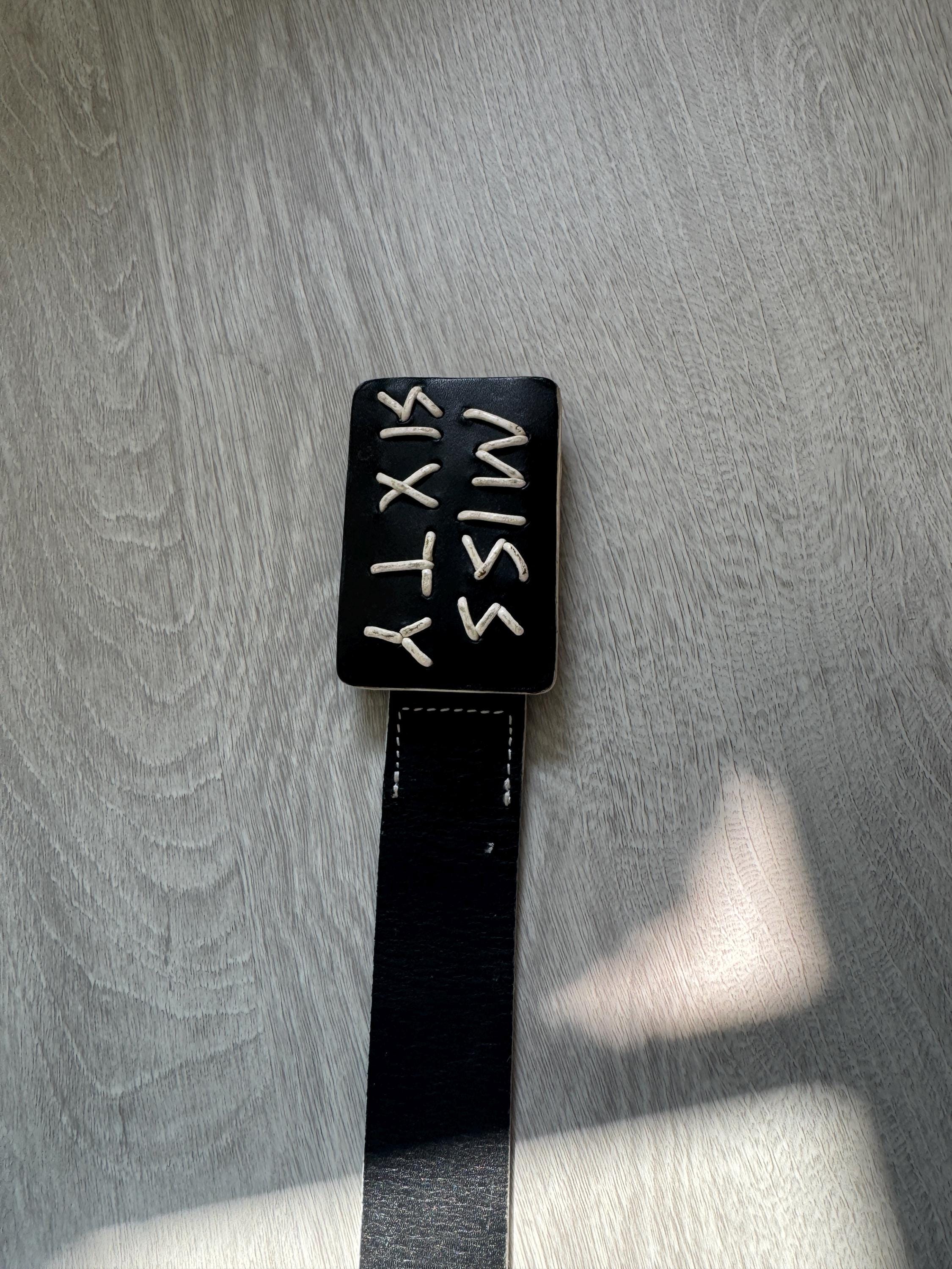 Vintage Miss Sixty Black Leather Embroidered Logo Belt