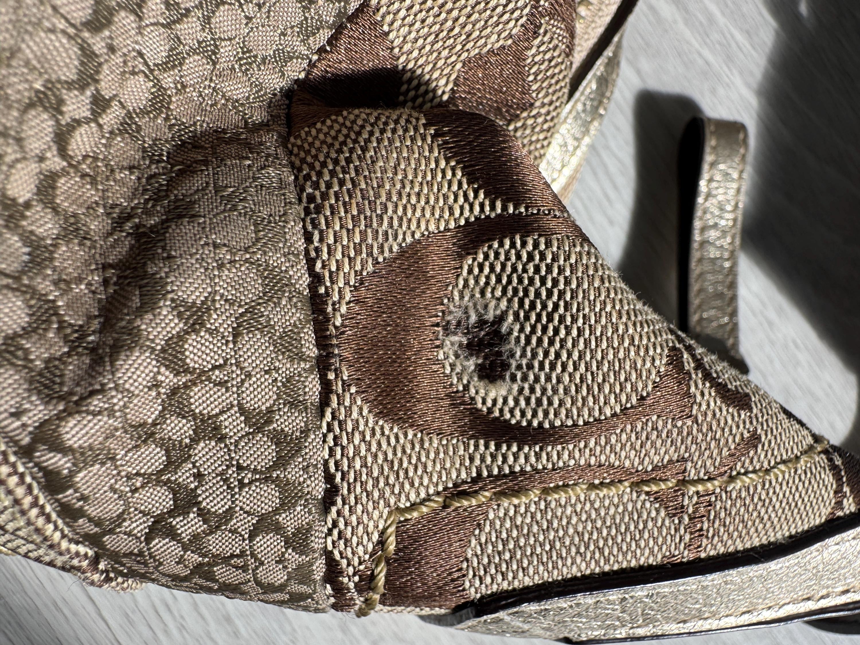 Vintage Coach Patchwork Shoulder Bag – Signature Jacquard Metallic Trim Hobo Purse