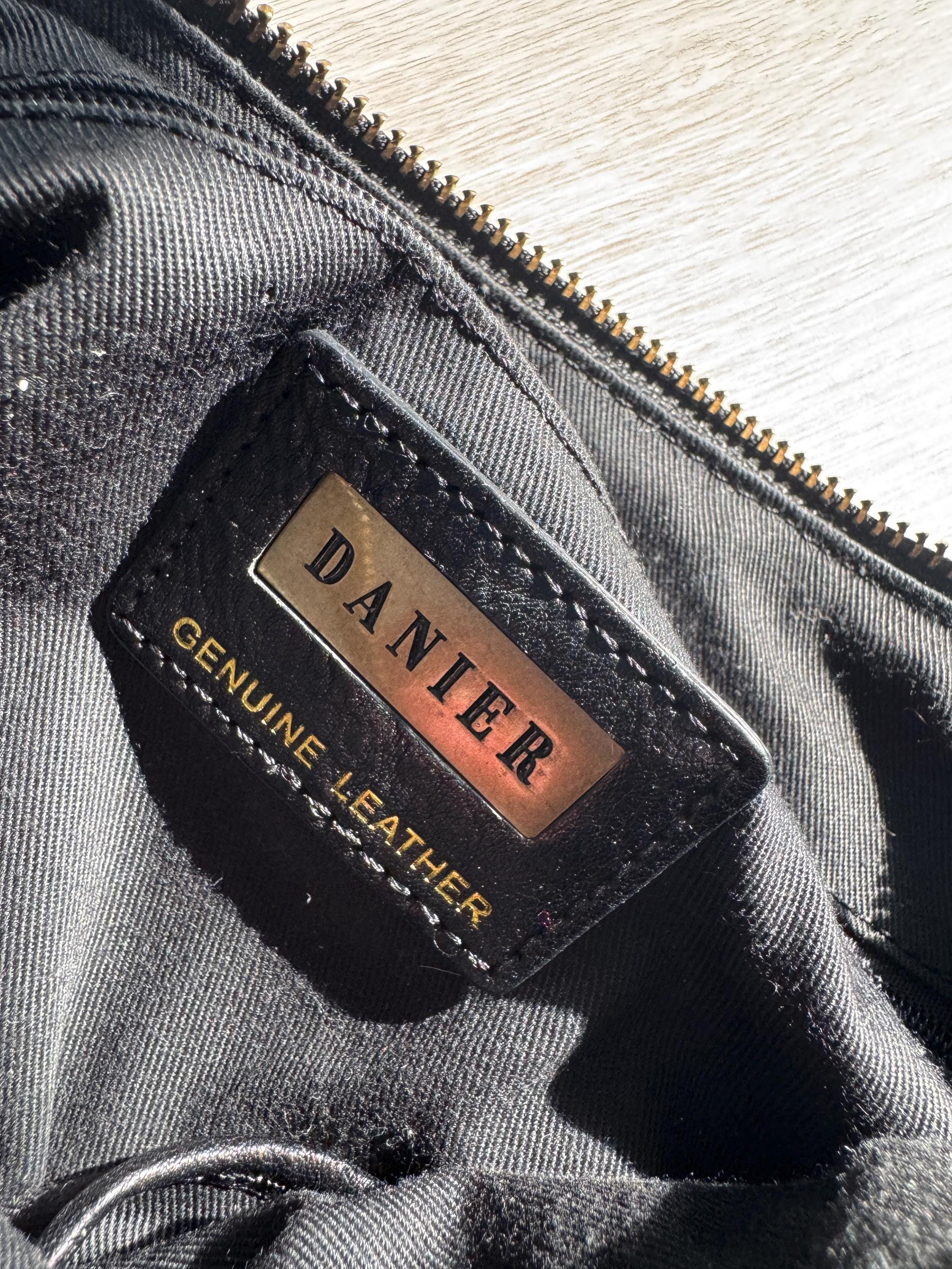 Vintage Danier Black Leather Hobo Bag – Studded Grommet Shoulder Purse