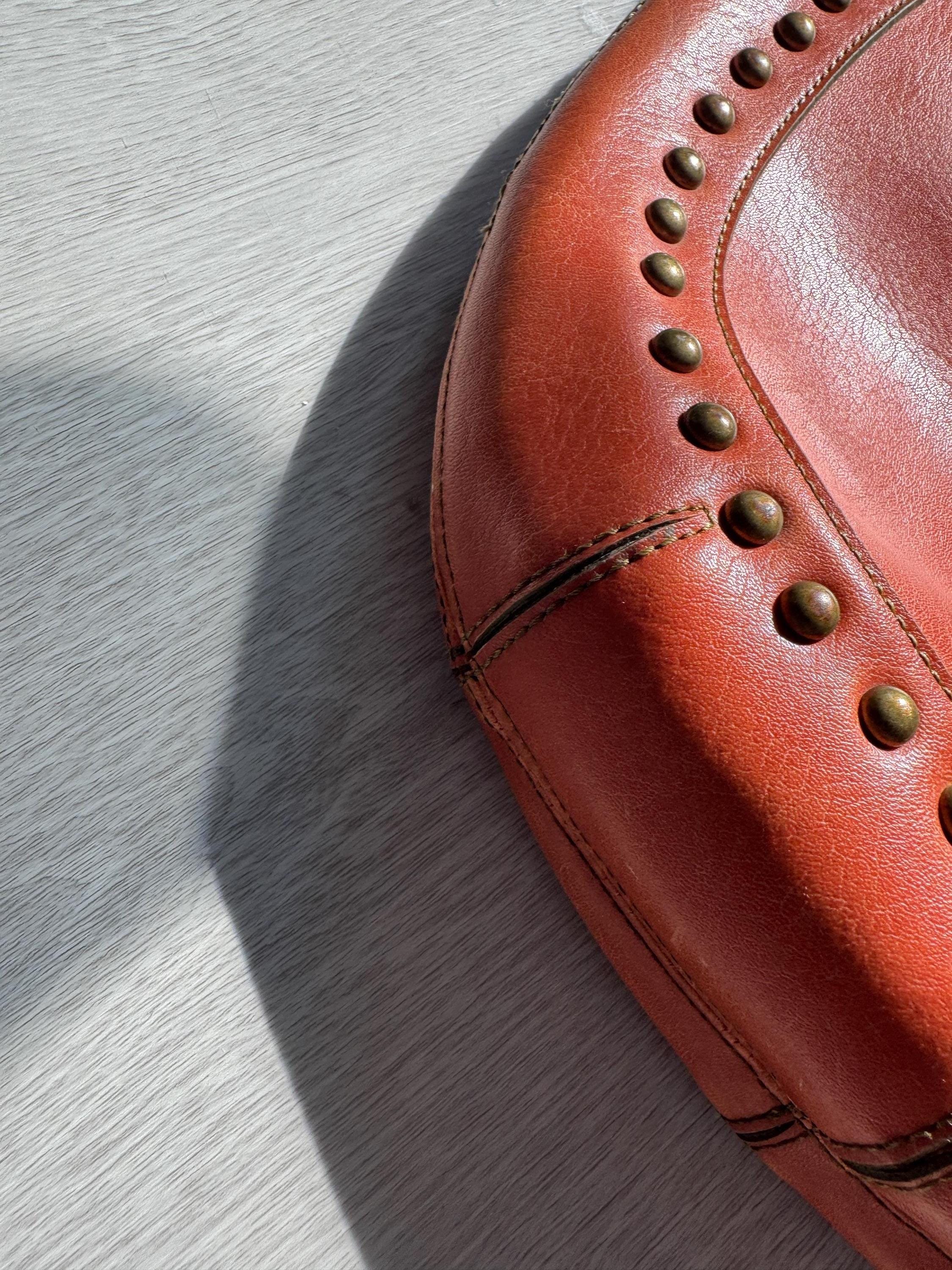 Vintage Matt & Nat Vegan Leather Hobo Bag: Rust Red Studded Shoulder Purse